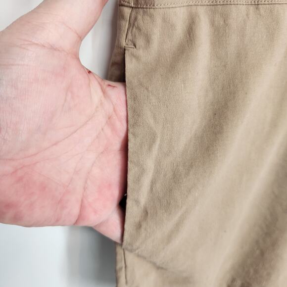 Theory | Helda Linen-Blend Tan Minimalist Tunic Mini Dress Women's 4 - Picture 6 of 9